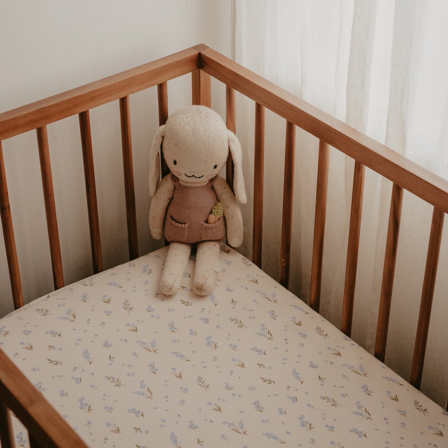 Fox & Fallow Organic Fitted Cot Sheet- Forget-Me-Not