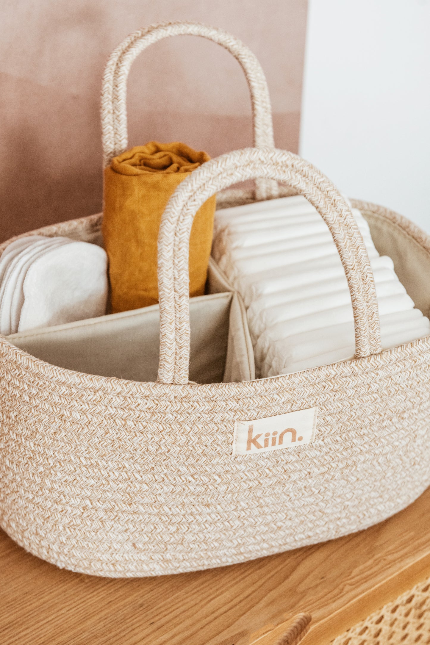 Kiin Baby Cotton Rope Nappy Caddy Organiser