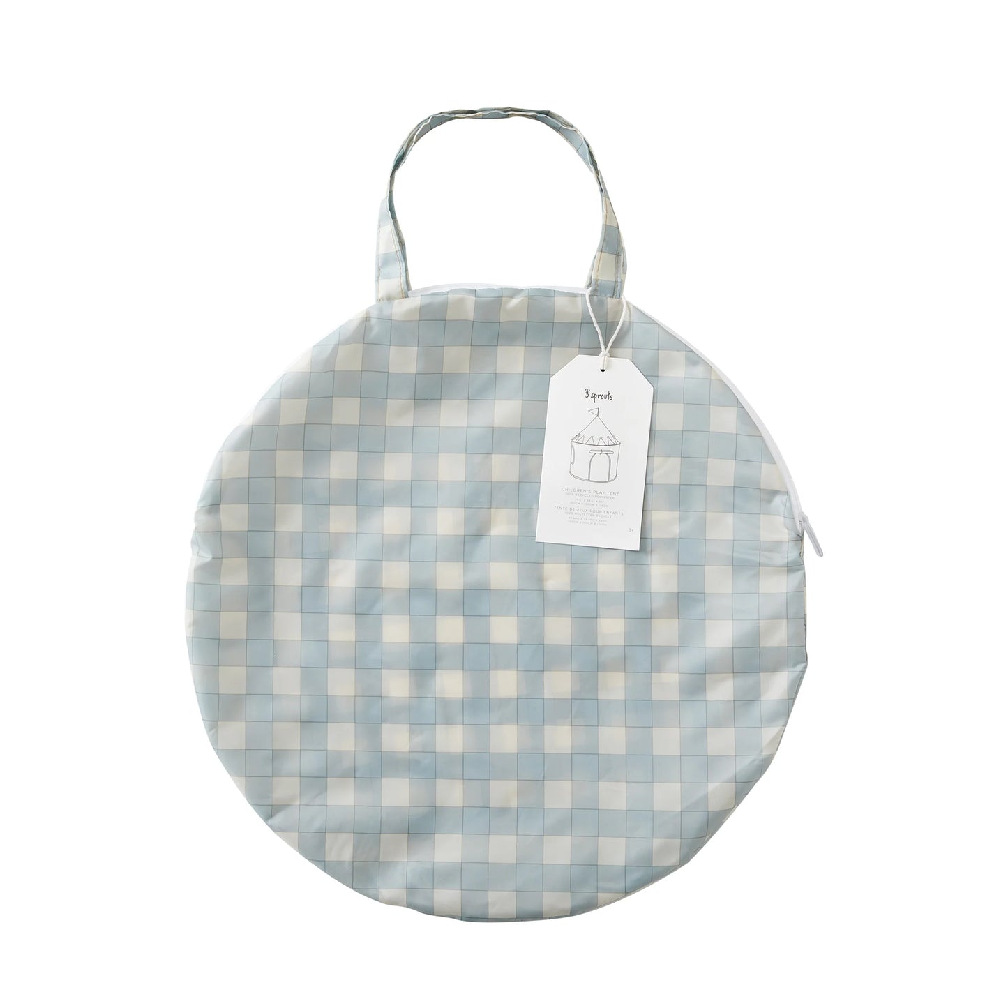3 Sprouts recycled fabric play tent- Gingham Blue