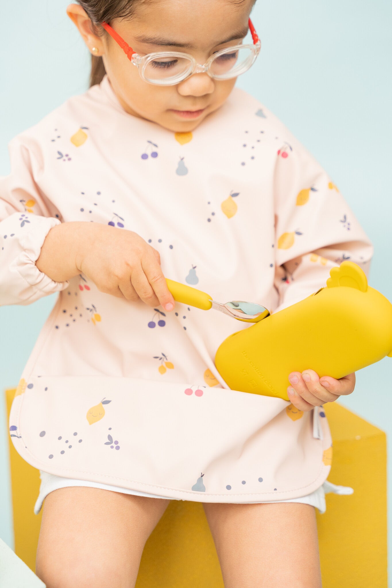 The Cotton Cloud Long Sleeve Bib- Fruity