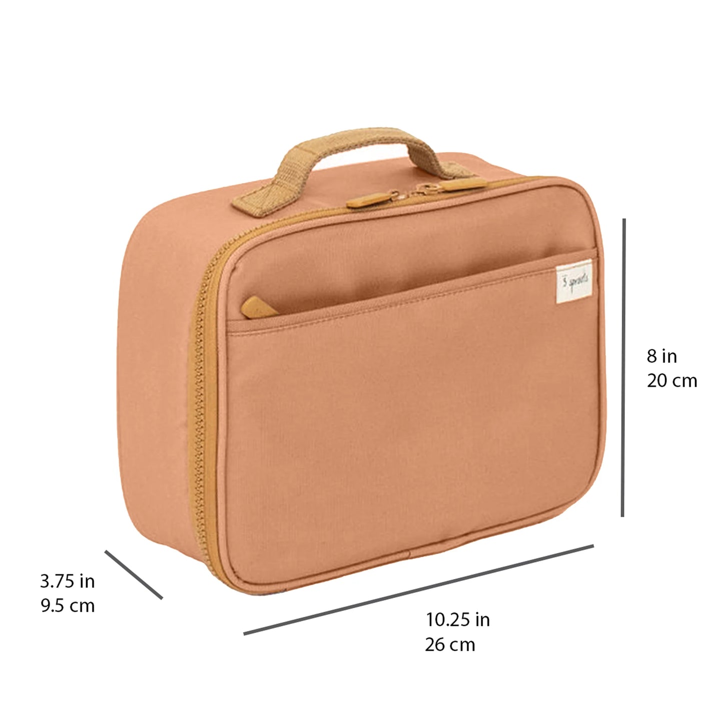 3 Sprouts Recycled Fabric Lunch Bag- Rust