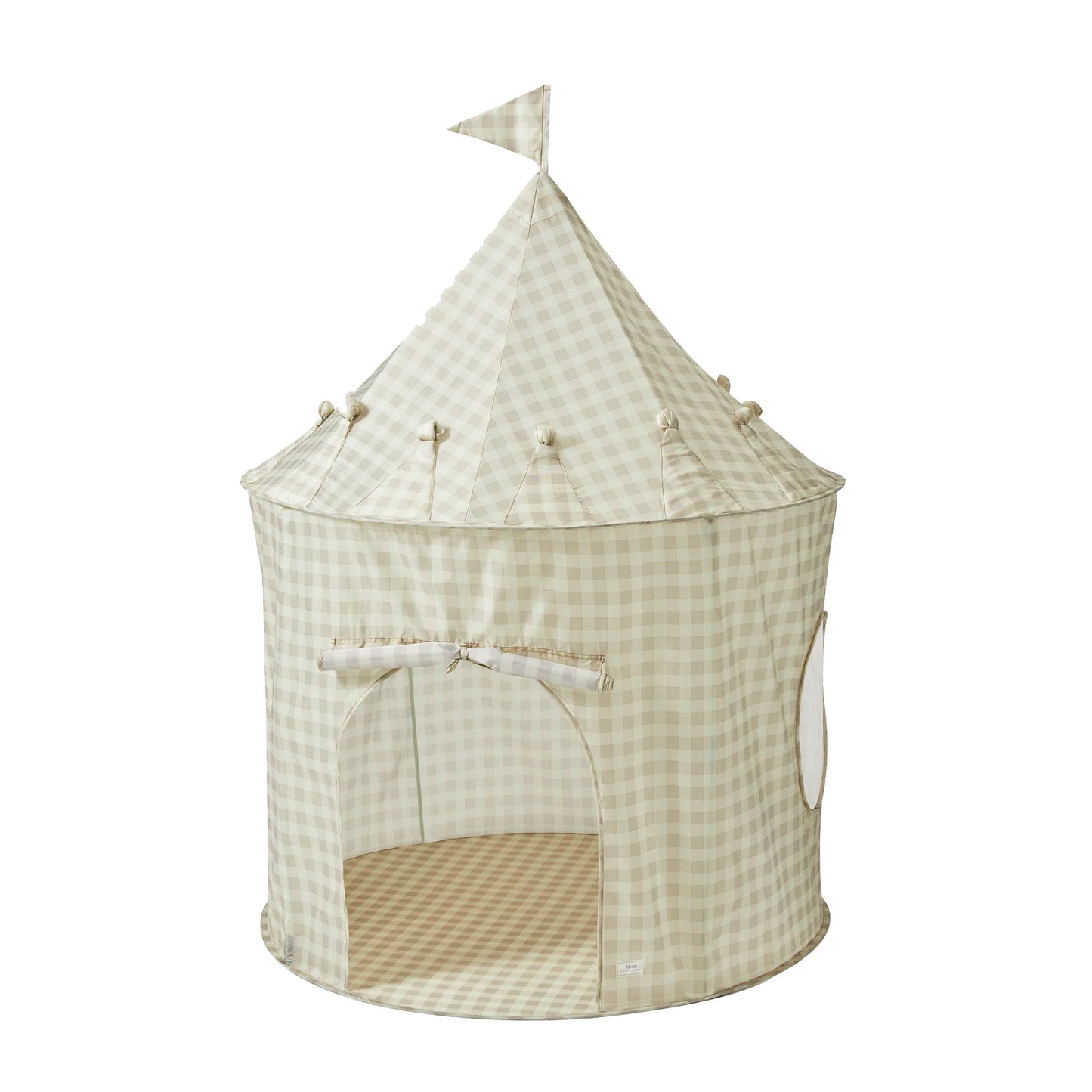 3 Sprouts recycled fabric play tent- Gingham Beige