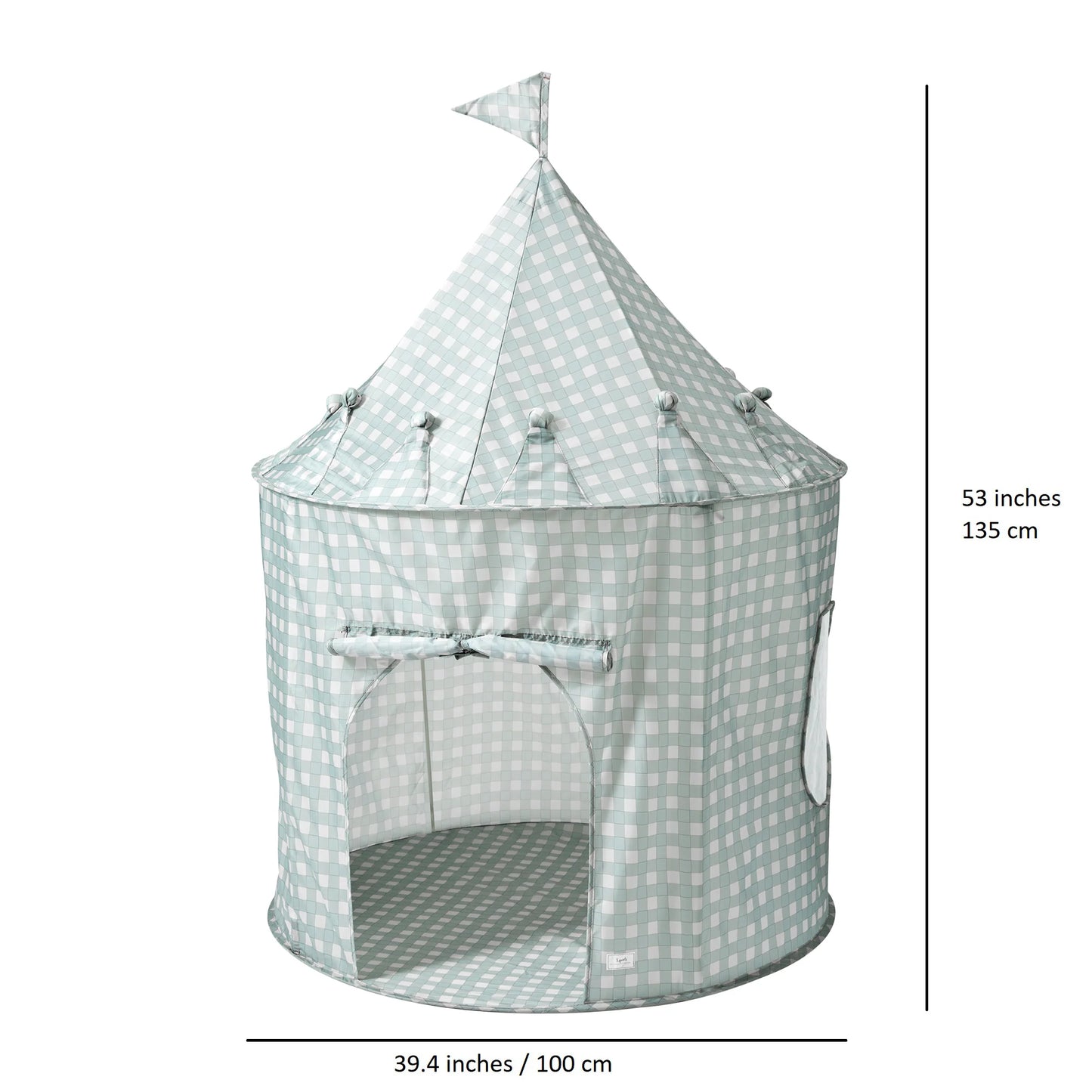 3 Sprouts recycled fabric play tent- Gingham Blue