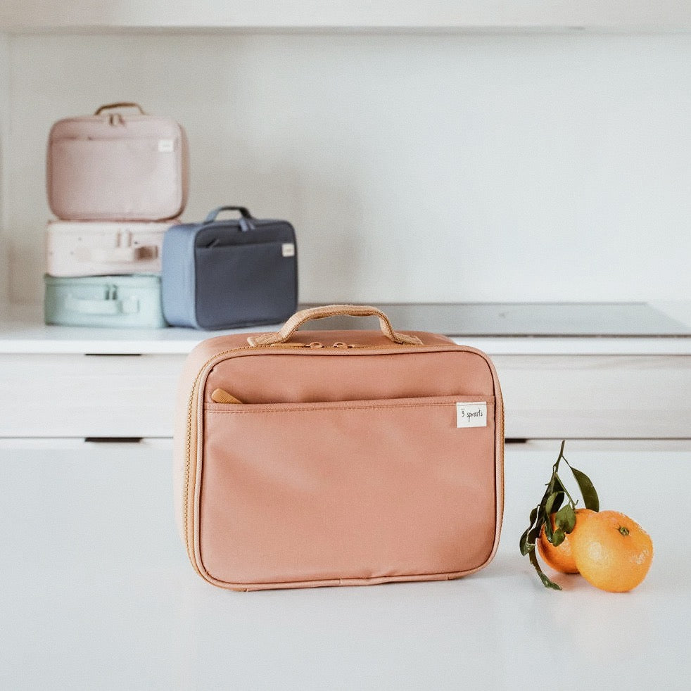 3 Sprouts Recycled Fabric Lunch Bag- Rust