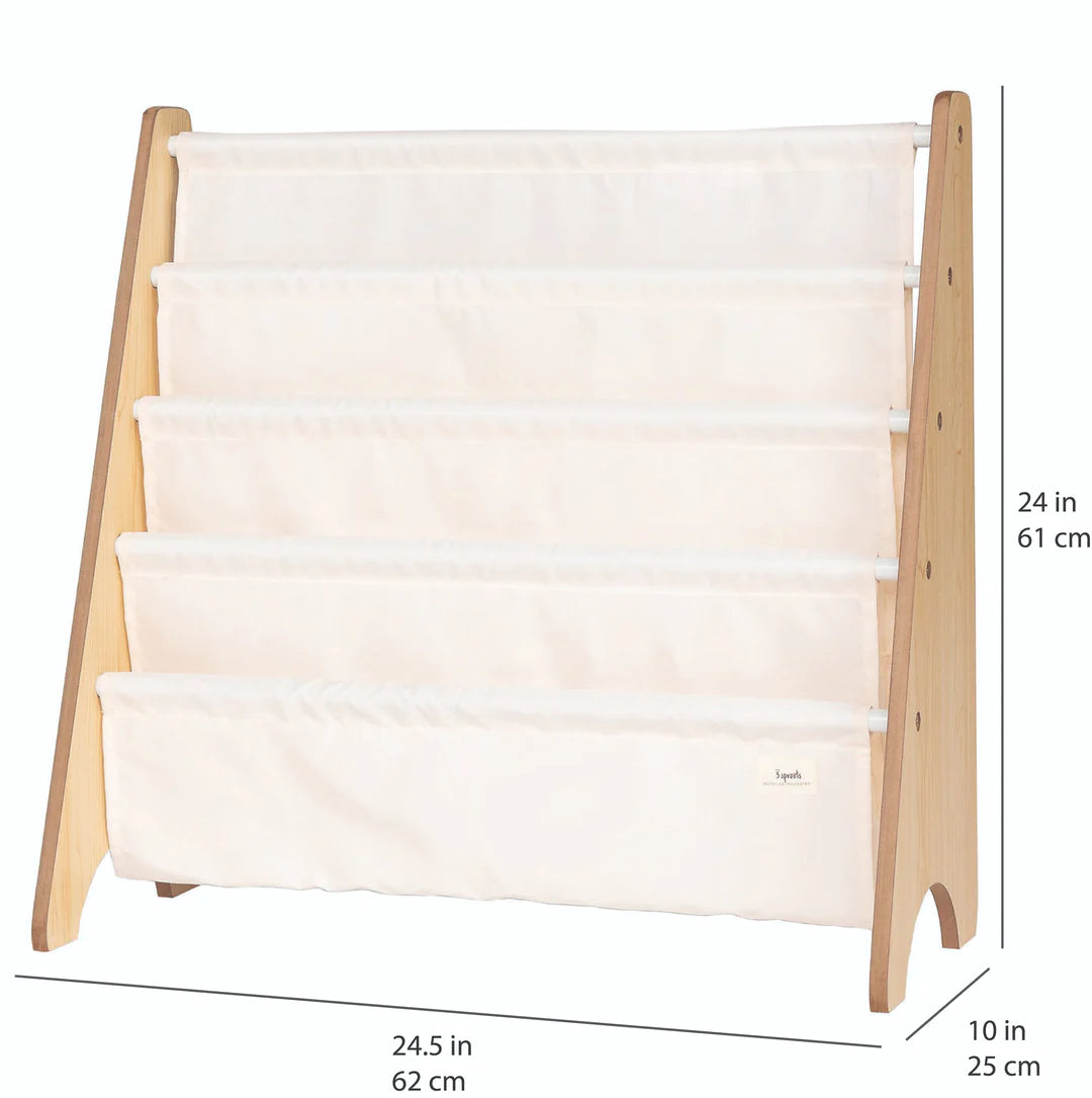 3 Sprouts recycled fabric book rack- Cream
