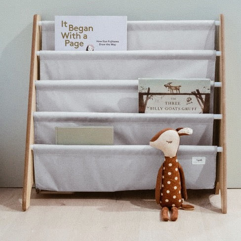 3 Sprouts recycled fabric book rack- Light Grey