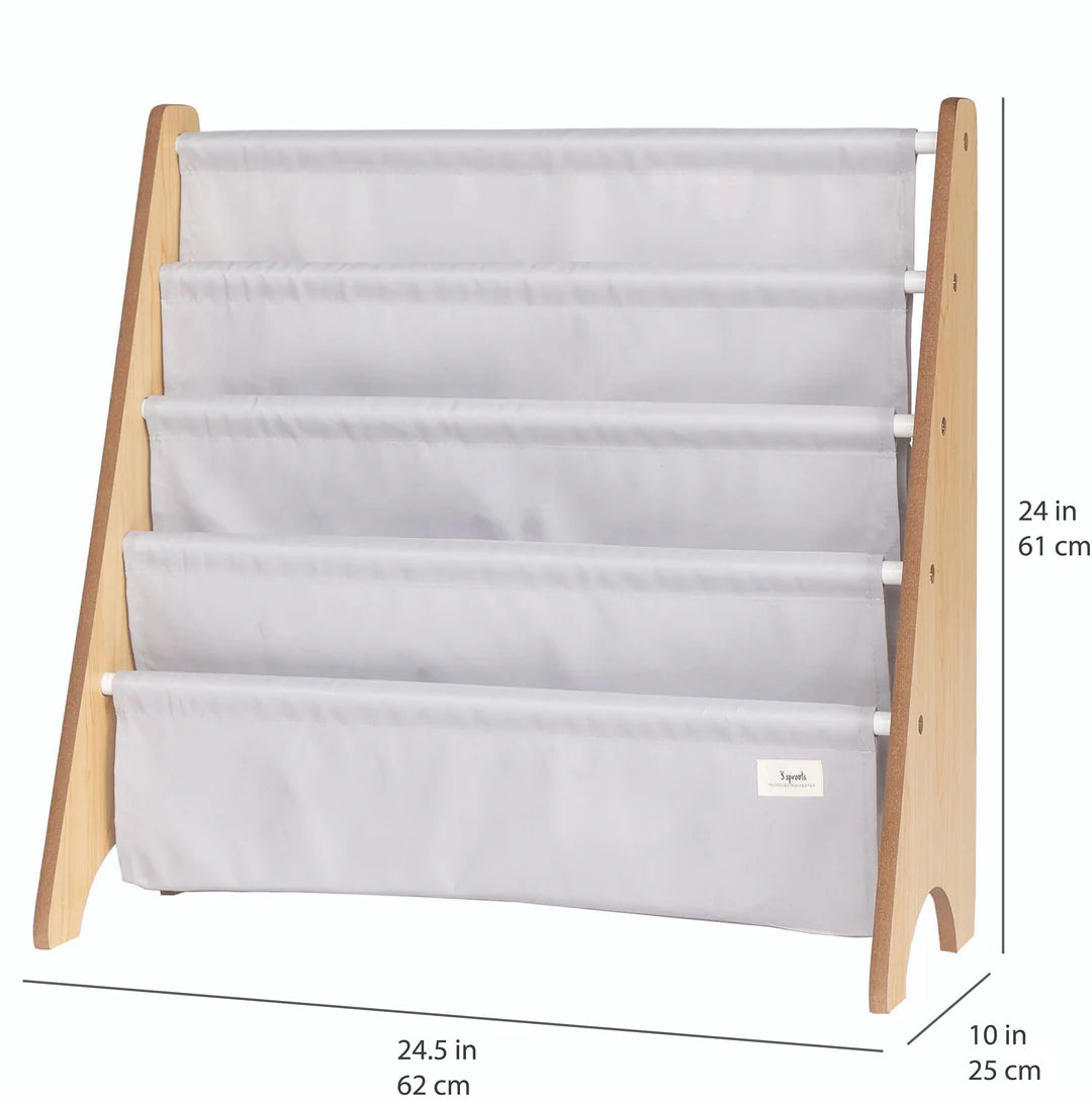 3 Sprouts recycled fabric book rack- Light Grey