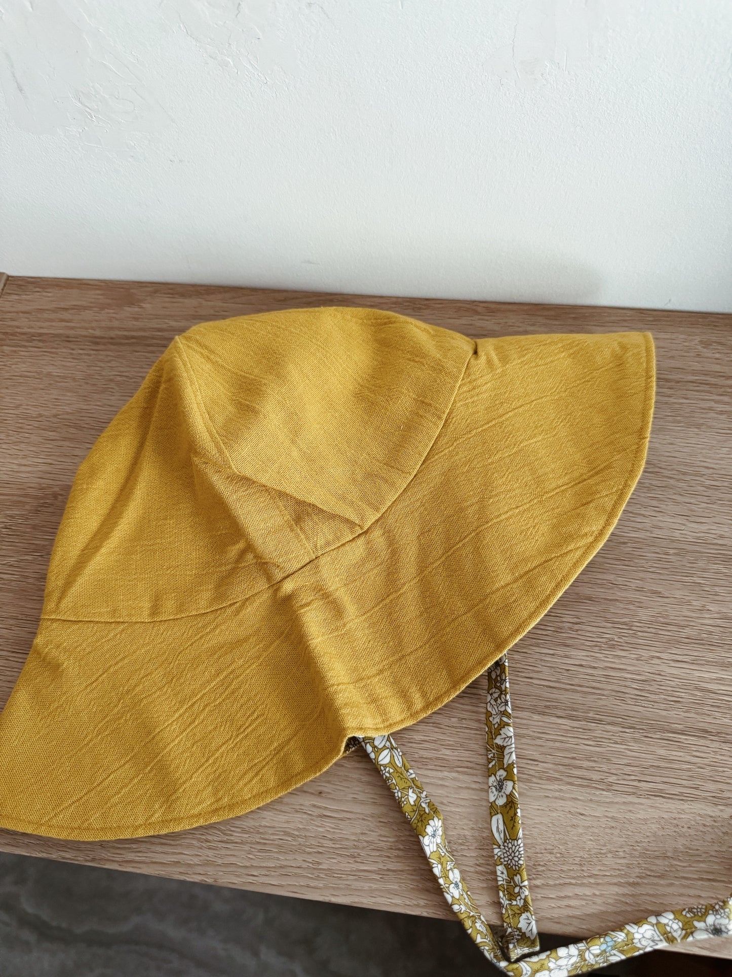 Exclusively hand sewn sunhat (Reversible) | Mustard/Floral