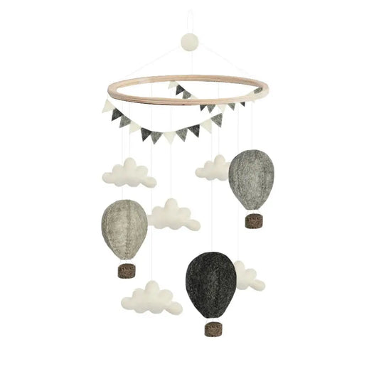 Gamcha Hot Air Balloon Baby Mobile- Grey