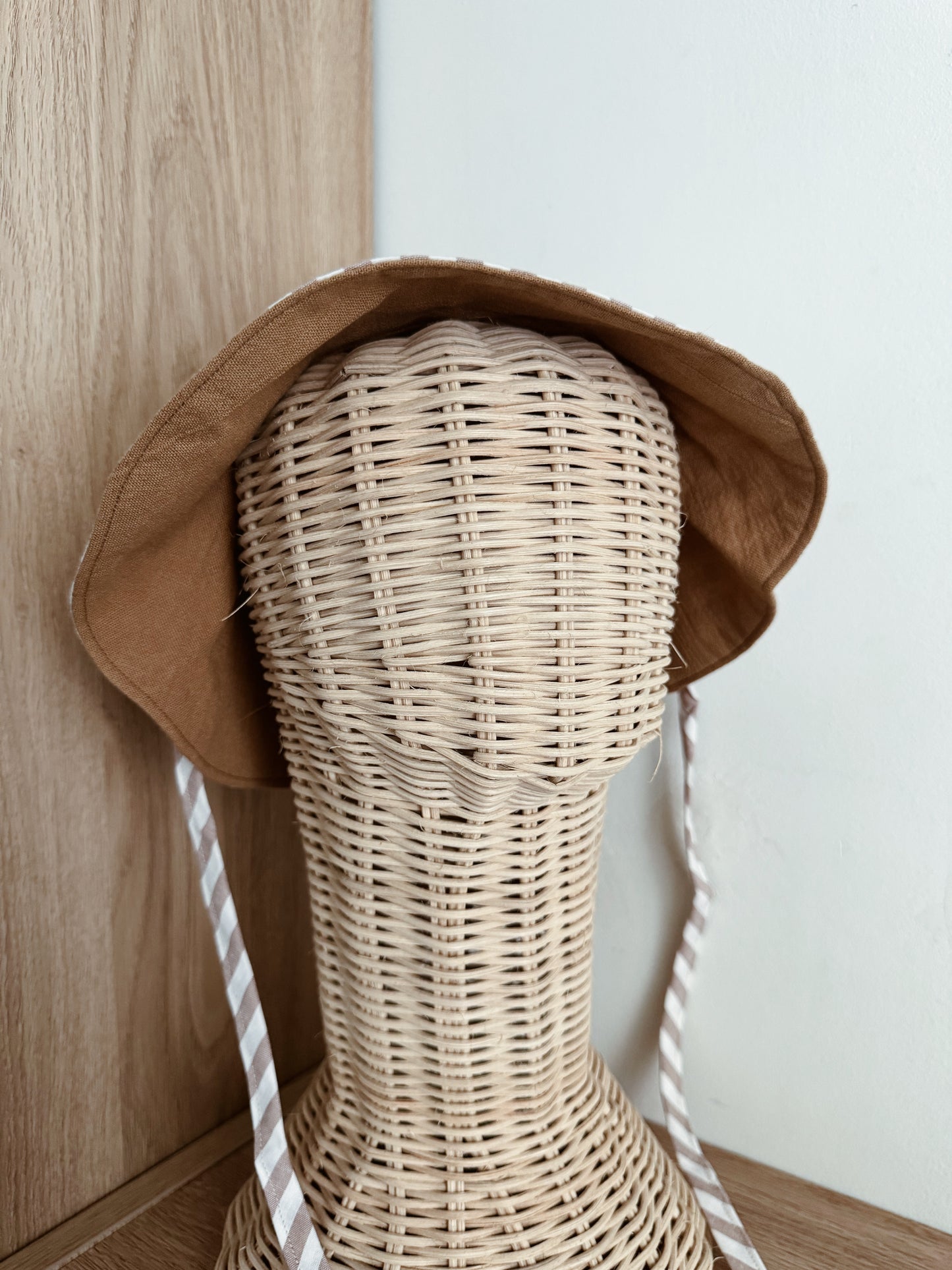 Exclusively hand sewn sunhat (Reversible) | Choco/Stripes