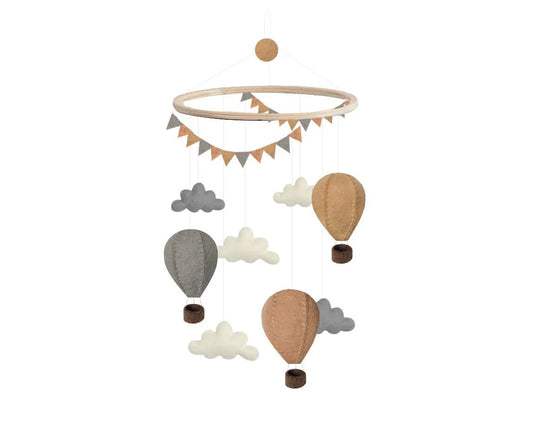 Gamcha Hot Air Balloon Baby Mobile- Beige