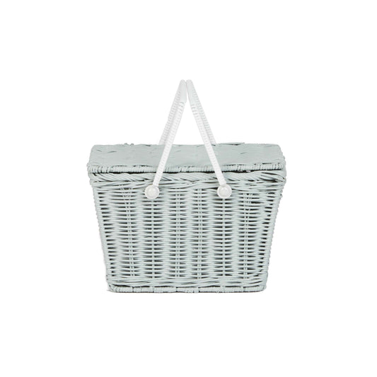 Olli Ella Piki Rattan Basket - Vintage Blue