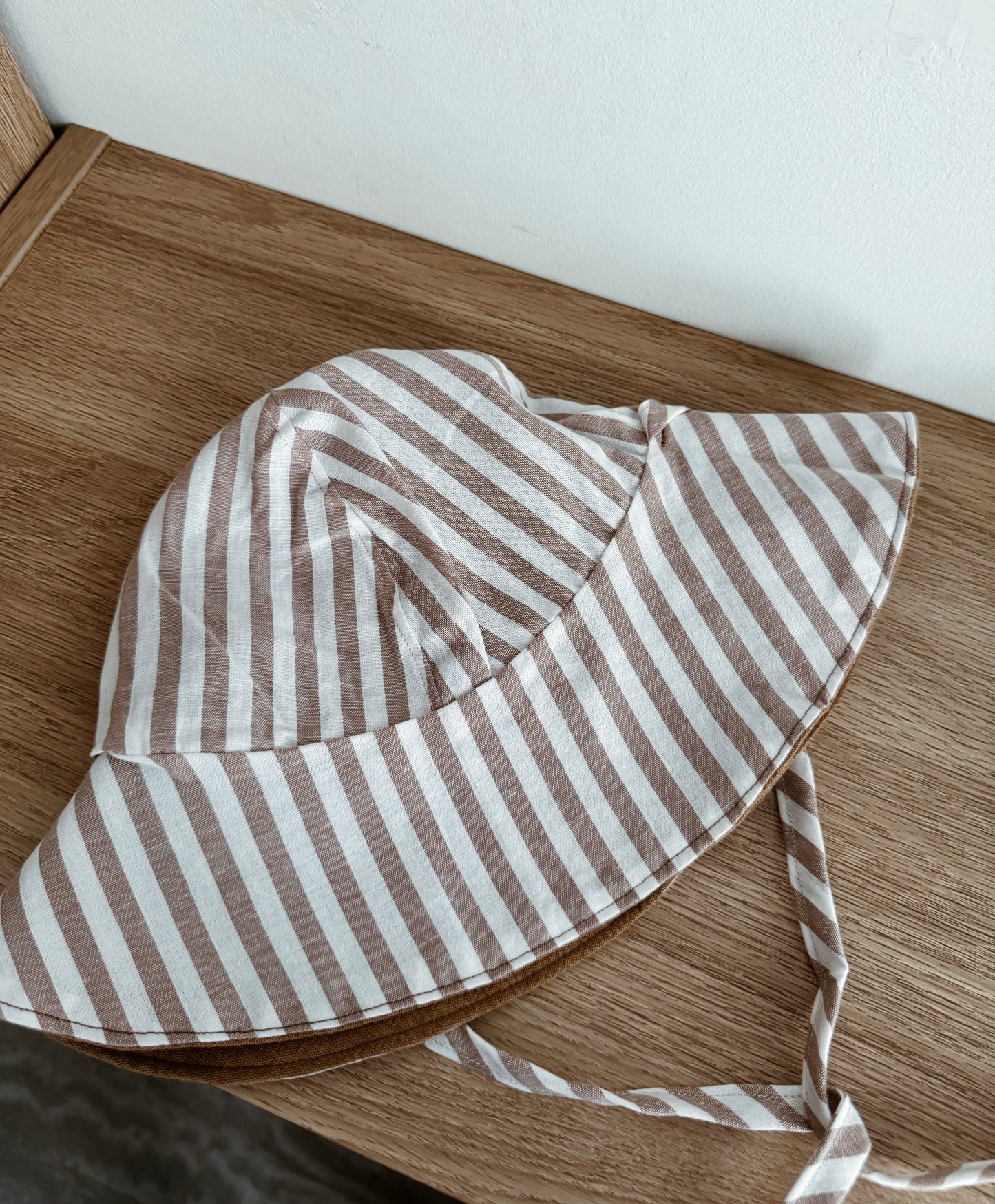 Exclusively hand sewn sunhat (Reversible) | Choco/Stripes