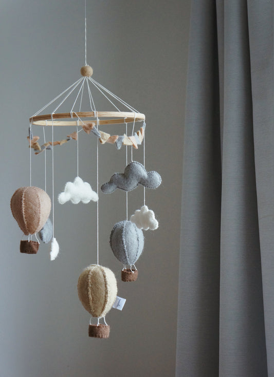 Hot Air Balloon Baby Mobile- Beige