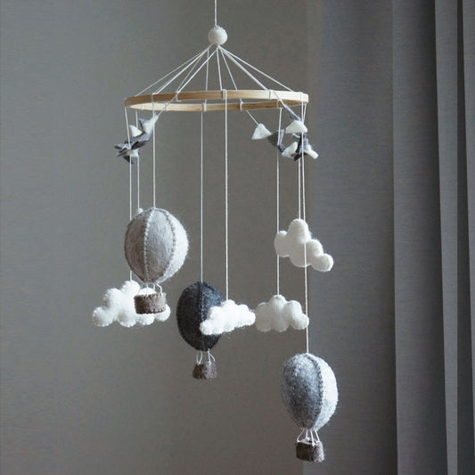 Hot Air Balloon Baby Mobile- Grey