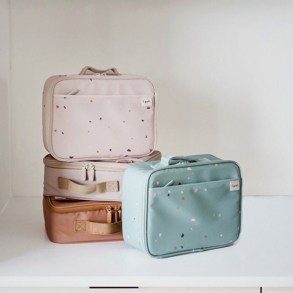 3 Sprouts Recycled Fabric Lunch Bag- Terrazzo Green
