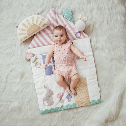 Bitzy Bespoke™ Ritzy Tummy Time Play Mat- Pink Cottage